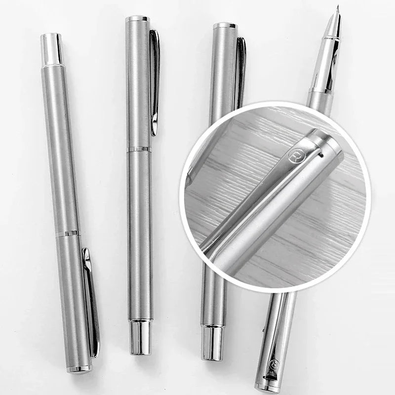 Luxury Metal Fountain Pen 0.38/0.8/1.3mm Curved Nib Student Writing Pen School Art Exercise Signature Supplies Office Stationery