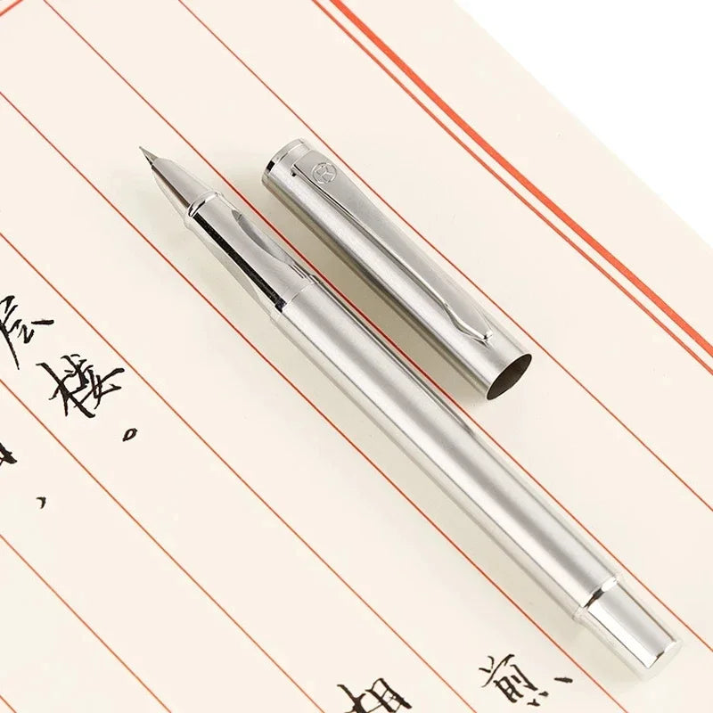 Luxury Metal Fountain Pen 0.38/0.8/1.3mm Curved Nib Student Writing Pen School Art Exercise Signature Supplies Office Stationery