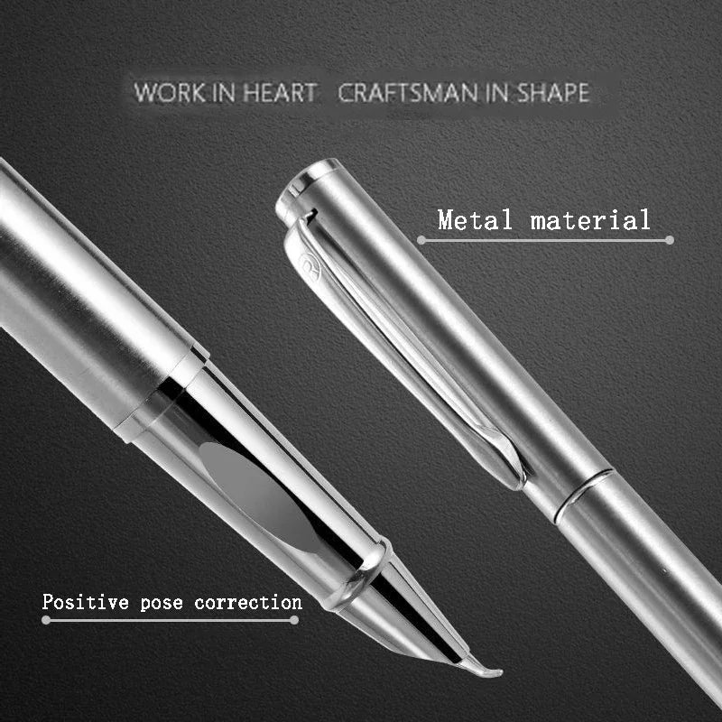 Luxury Metal Fountain Pen 0.38/0.8/1.3mm Curved Nib Student Writing Pen School Art Exercise Signature Supplies Office Stationery